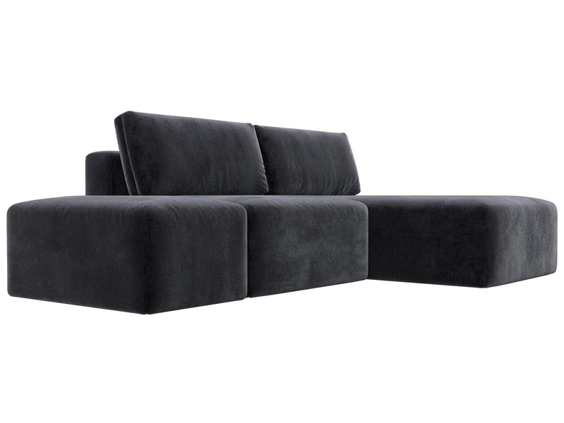 Диван угловой модульный с пуфом Лига-060 НПБ угол универсальный, Велюр, TOWER 11 темно-серый