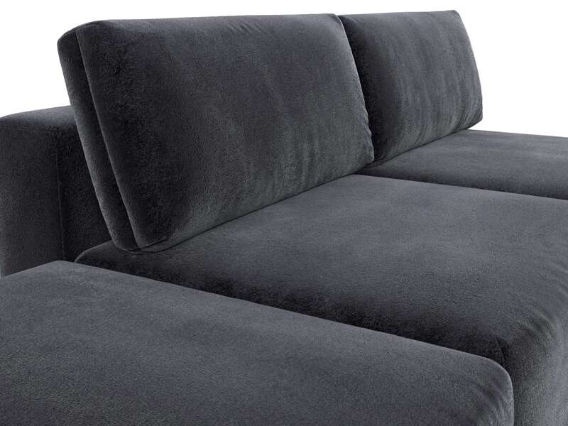 Диван угловой модульный с пуфом Лига-060 НПБ угол универсальный, Велюр, TOWER 11 темно-серый