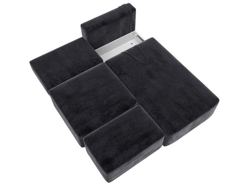 Диван угловой модульный с пуфом Лига-060 НПБ угол универсальный, Велюр, TOWER 11 темно-серый