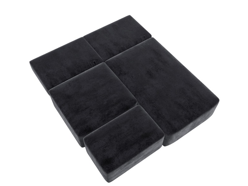 Диван угловой модульный с пуфом Лига-060 НПБ угол универсальный, Велюр, TOWER 11 темно-серый