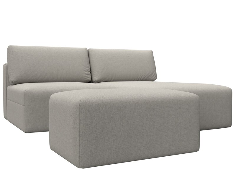 Диван угловой модульный с пуфом Лига-060 НПБ угол универсальный, Рогожка, Амур 02 бежевый