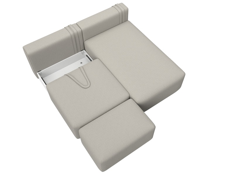 Диван угловой модульный с пуфом Лига-060 НПБ угол универсальный, Рогожка, Амур 02 бежевый