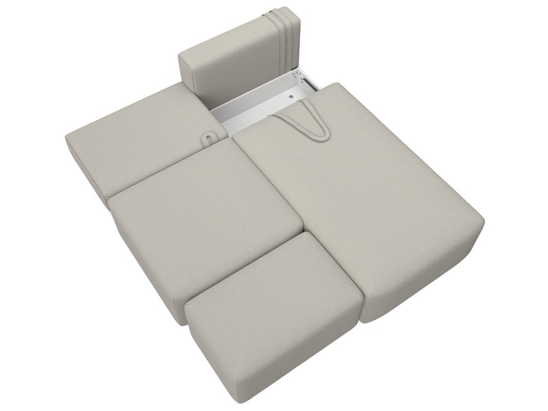 Диван угловой модульный с пуфом Лига-060 НПБ угол универсальный, Рогожка, Амур 02 бежевый