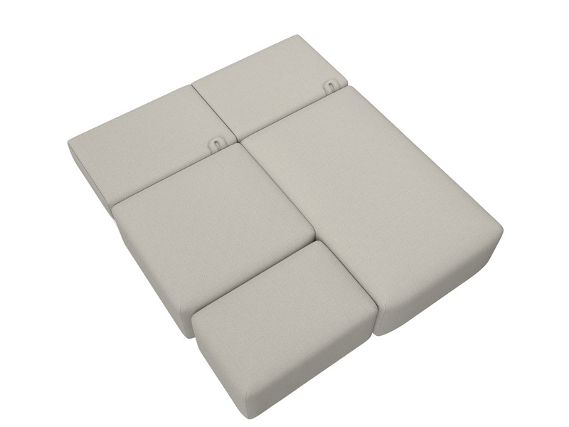 Диван угловой модульный с пуфом Лига-060 НПБ угол универсальный, Рогожка, Амур 02 бежевый