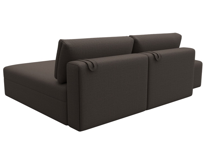 Диван угловой модульный с пуфом Лига-060 НПБ угол универсальный, Рогожка, Амур 05 коричневый