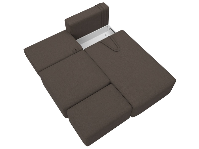 Диван угловой модульный с пуфом Лига-060 НПБ угол универсальный, Рогожка, Амур 05 коричневый