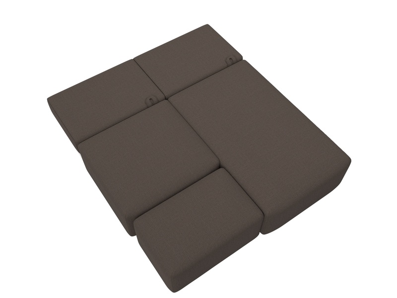 Диван угловой модульный с пуфом Лига-060 НПБ угол универсальный, Рогожка, Амур 05 коричневый