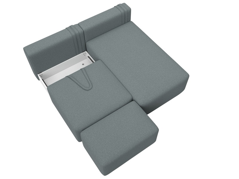 Диван угловой модульный с пуфом Лига-060 НПБ угол универсальный, Рогожка, Амур 07 серый