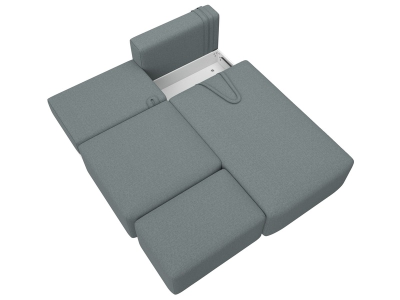 Диван угловой модульный с пуфом Лига-060 НПБ угол универсальный, Рогожка, Амур 07 серый