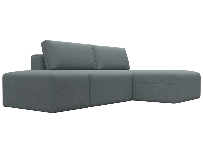 Диван угловой модульный с пуфом Лига-060 НПБ угол универсальный, Рогожка, Амур 07 серый