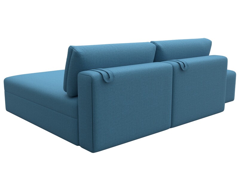 Диван угловой модульный с пуфом Лига-060 НПБ угол универсальный, Рогожка, Амур 10 голубой