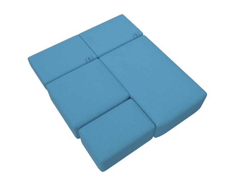 Диван угловой модульный с пуфом Лига-060 НПБ угол универсальный, Рогожка, Амур 10 голубой