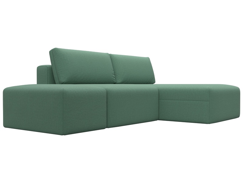 Диван угловой модульный с пуфом Лига-060 НПБ угол универсальный, Рогожка, Амур 11 зеленый