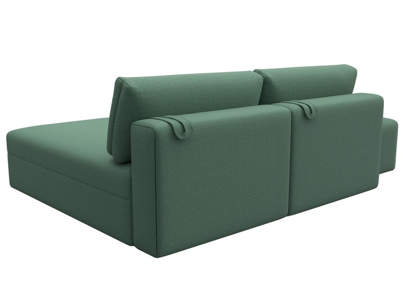 Диван угловой модульный с пуфом Лига-060 НПБ угол универсальный, Рогожка, Амур 11 зеленый