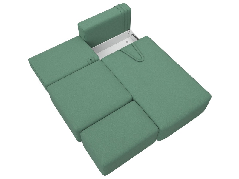 Диван угловой модульный с пуфом Лига-060 НПБ угол универсальный, Рогожка, Амур 11 зеленый