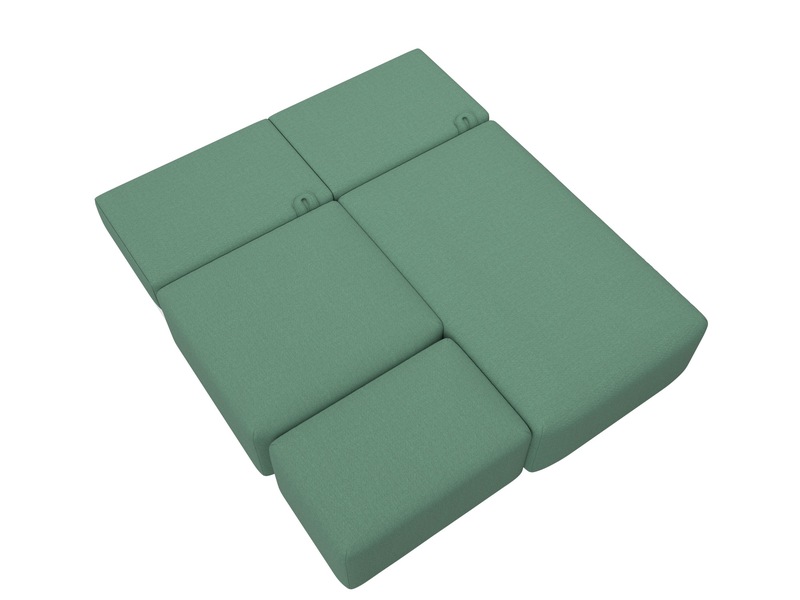 Диван угловой модульный с пуфом Лига-060 НПБ угол универсальный, Рогожка, Амур 11 зеленый