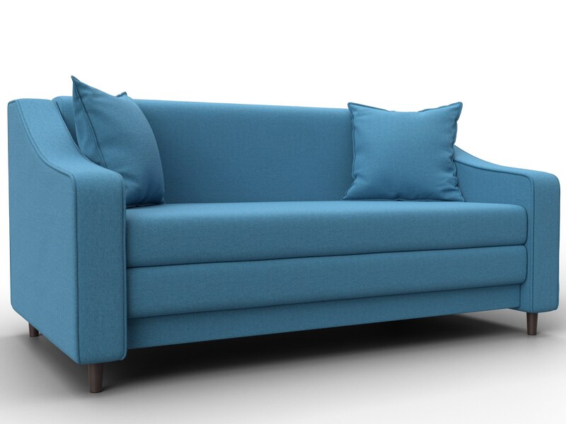 Диван прямой Лига-071, Рогожка, Амур 10 голубой