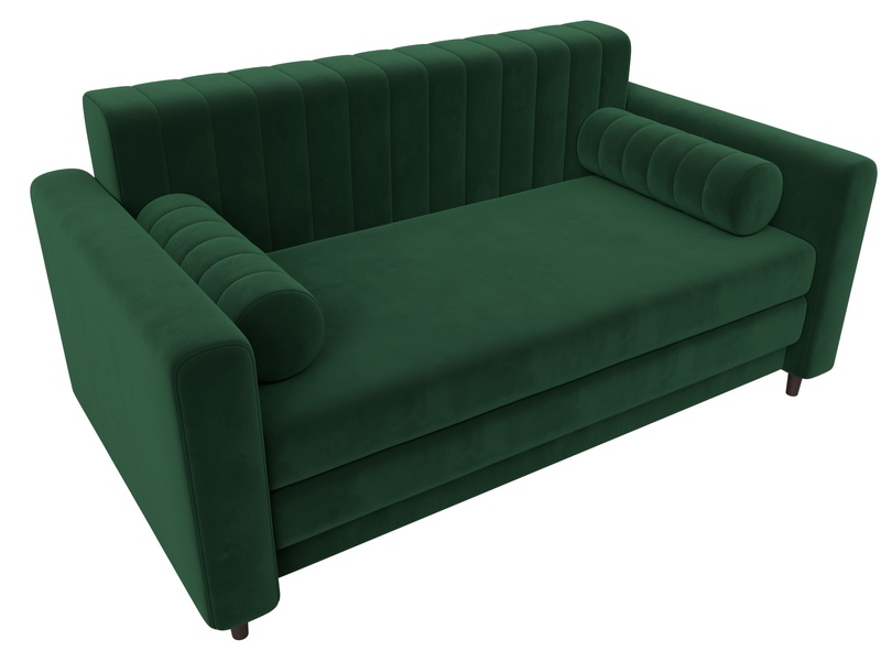 Диван прямой Лига-070, Велюр, SEVEN 626 зеленый