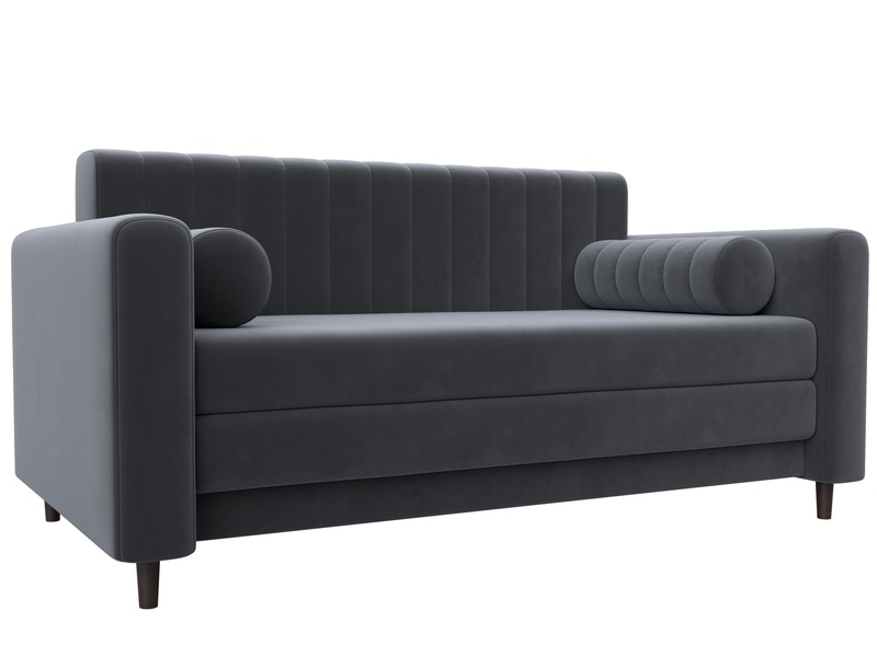 Диван прямой Лига-070, Велюр, SEVEN 17 серый