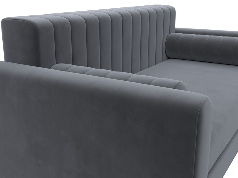 Диван прямой Лига-070, Велюр, SEVEN 17 серый