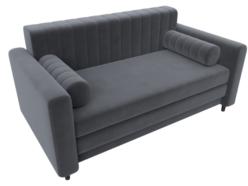 Диван прямой Лига-070, Велюр, SEVEN 17 серый
