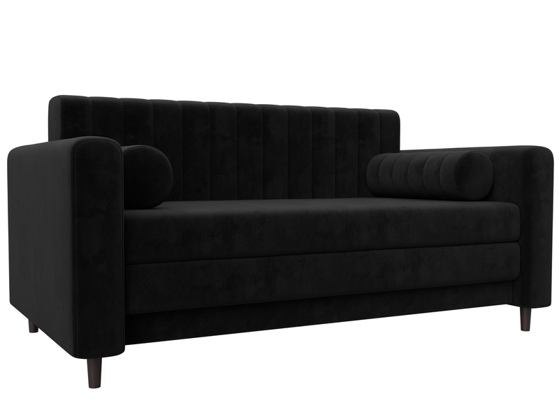 Диван прямой Лига-070, Велюр, SEVEN 35 черный