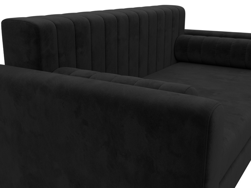 Диван прямой Лига-070, Велюр, SEVEN 35 черный