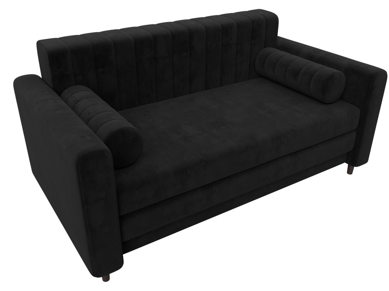 Диван прямой Лига-070, Велюр, SEVEN 35 черный