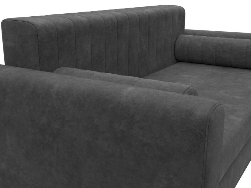 Диван прямой Лига-070, Велюр, BRUT 16 темно-серый