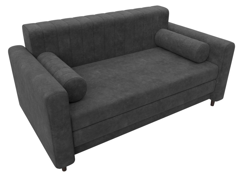 Диван прямой Лига-070, Велюр, BRUT 16 темно-серый