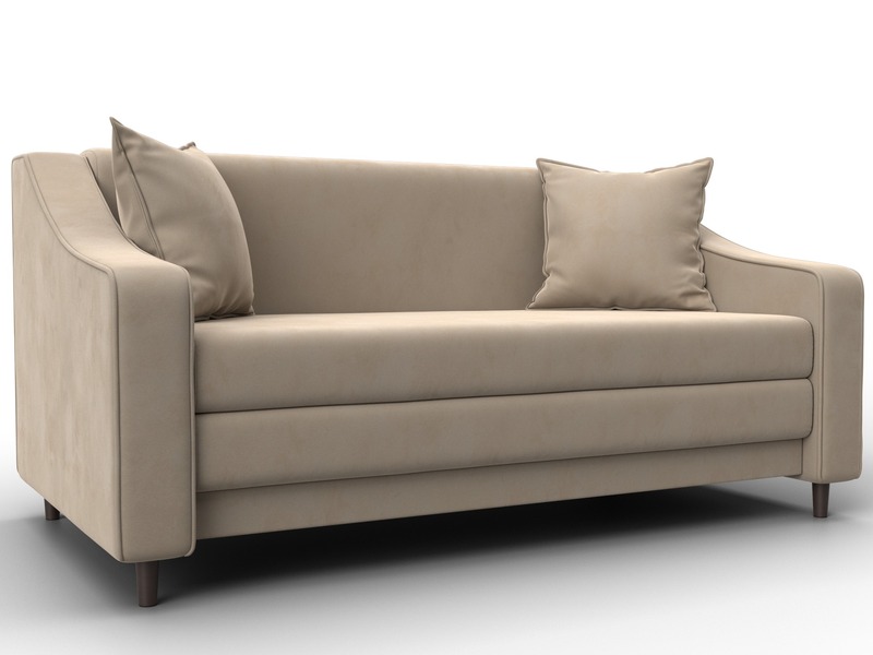 Диван прямой Лига-071, Велюр, SEVEN 729 бежевый