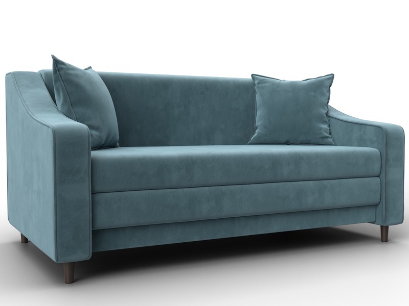 Диван прямой Лига-071, Велюр, SEVEN 113 бирюзовый