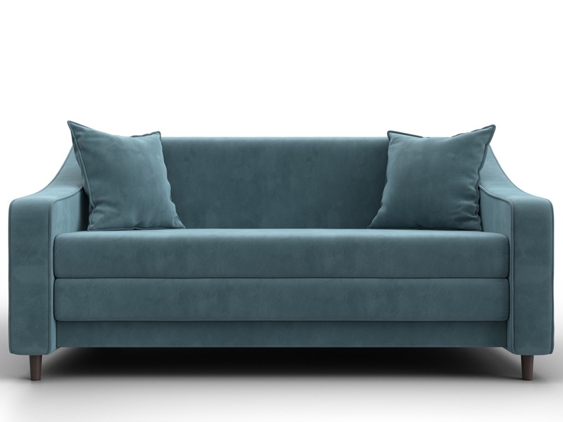 Диван прямой Лига-071, Велюр, SEVEN 113 бирюзовый