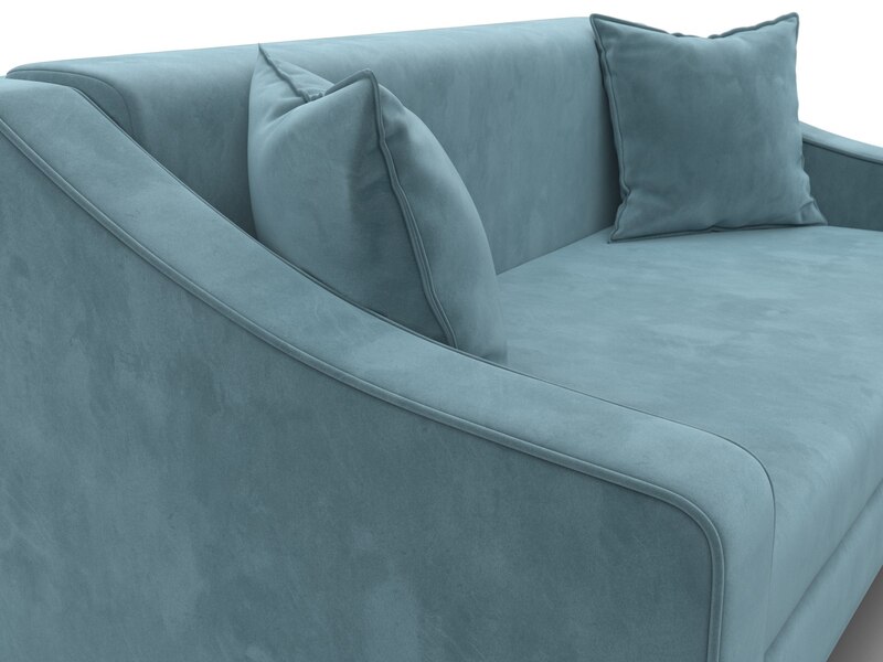 Диван прямой Лига-071, Велюр, SEVEN 113 бирюзовый