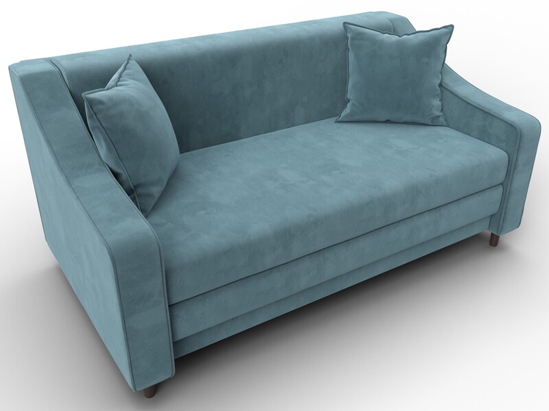 Диван прямой Лига-071, Велюр, SEVEN 113 бирюзовый