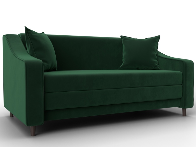Диван прямой Лига-071, Велюр, SEVEN 626 зеленый