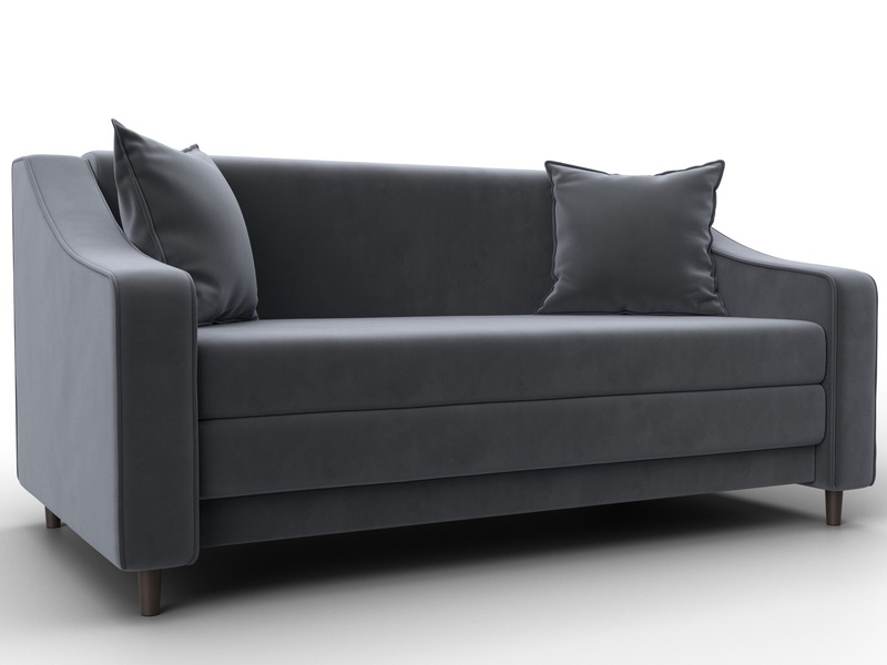 Диван прямой Лига-071, Велюр, SEVEN 17 серый