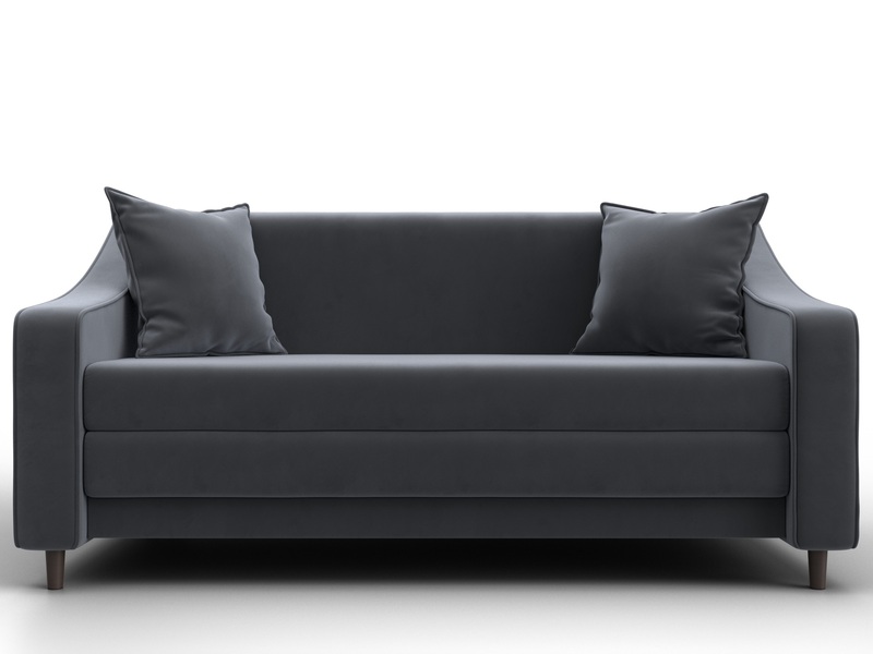 Диван прямой Лига-071, Велюр, SEVEN 17 серый