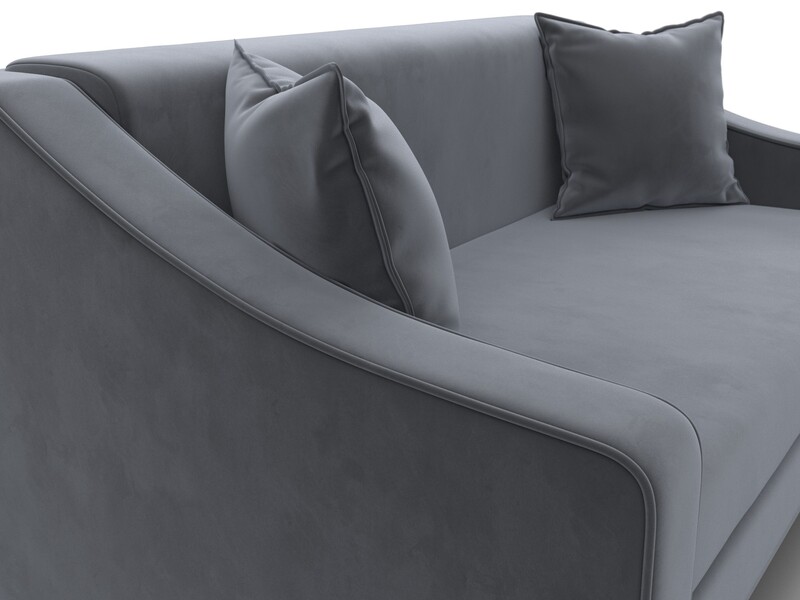 Диван прямой Лига-071, Велюр, SEVEN 17 серый