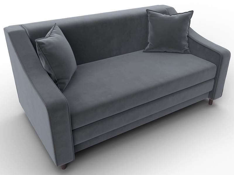 Диван прямой Лига-071, Велюр, SEVEN 17 серый