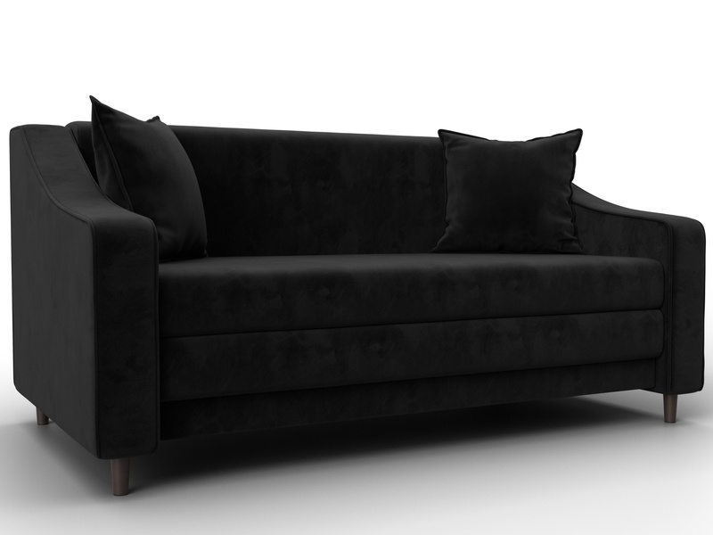 Диван прямой Лига-071, Велюр, SEVEN 35 черный