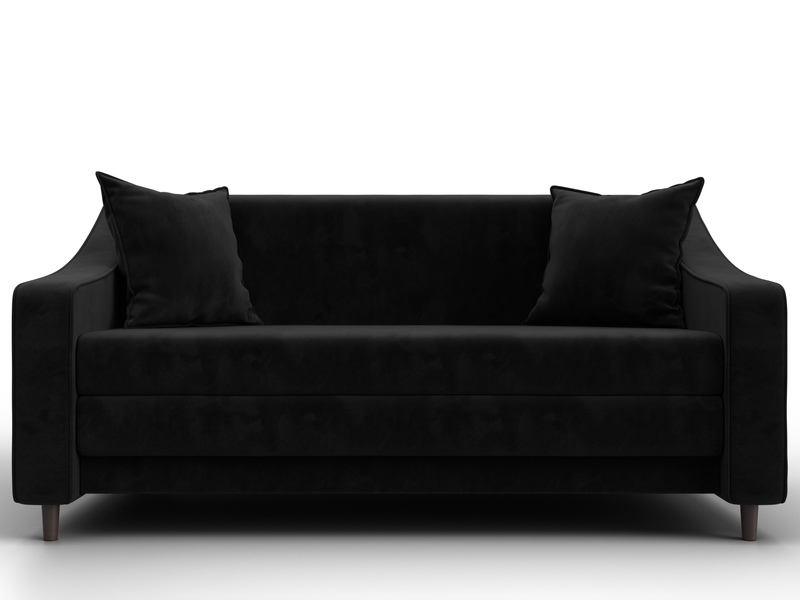 Диван прямой Лига-071, Велюр, SEVEN 35 черный