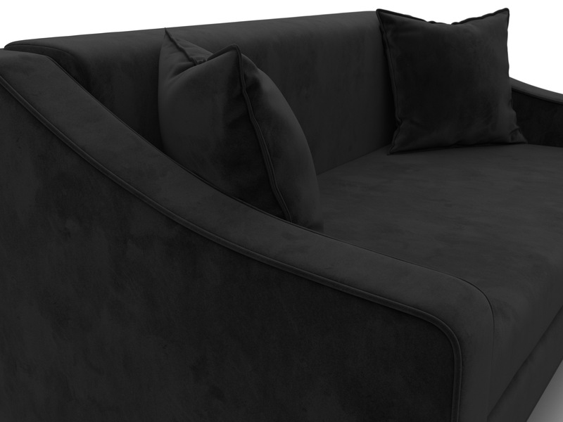 Диван прямой Лига-071, Велюр, SEVEN 35 черный