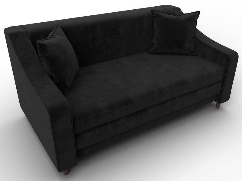 Диван прямой Лига-071, Велюр, SEVEN 35 черный