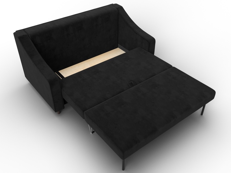 Диван прямой Лига-071, Велюр, SEVEN 35 черный