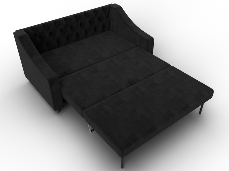 Диван прямой Лига-071, Велюр, SEVEN 35 черный