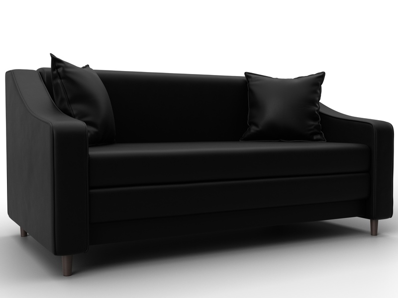 Диван прямой Лига-071, Экокожа, GRIFON 18 черный