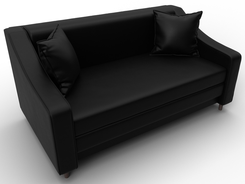 Диван прямой Лига-071, Экокожа, GRIFON 18 черный