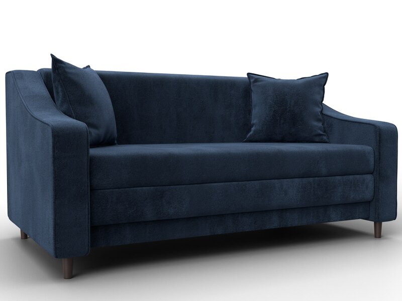 Диван прямой Лига-071, Велюр, TOWER 13 синий