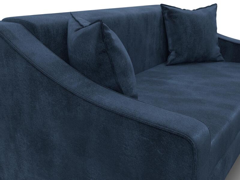 Диван прямой Лига-071, Велюр, TOWER 13 синий